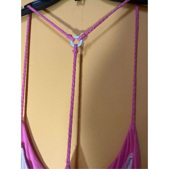 Steve Madden Lace Rope Straps Dead Stock Vintage Tank Top Size Large Pink & Crea - Picture 8 of 8